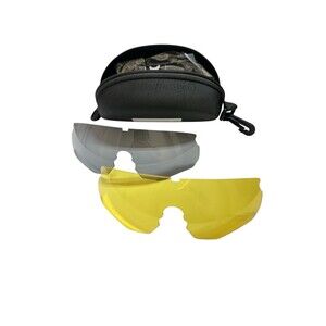 NEW Qonoic Beige Anti Fog Shooting Glasses w/ 2 Extra Lenses Gray Yellow